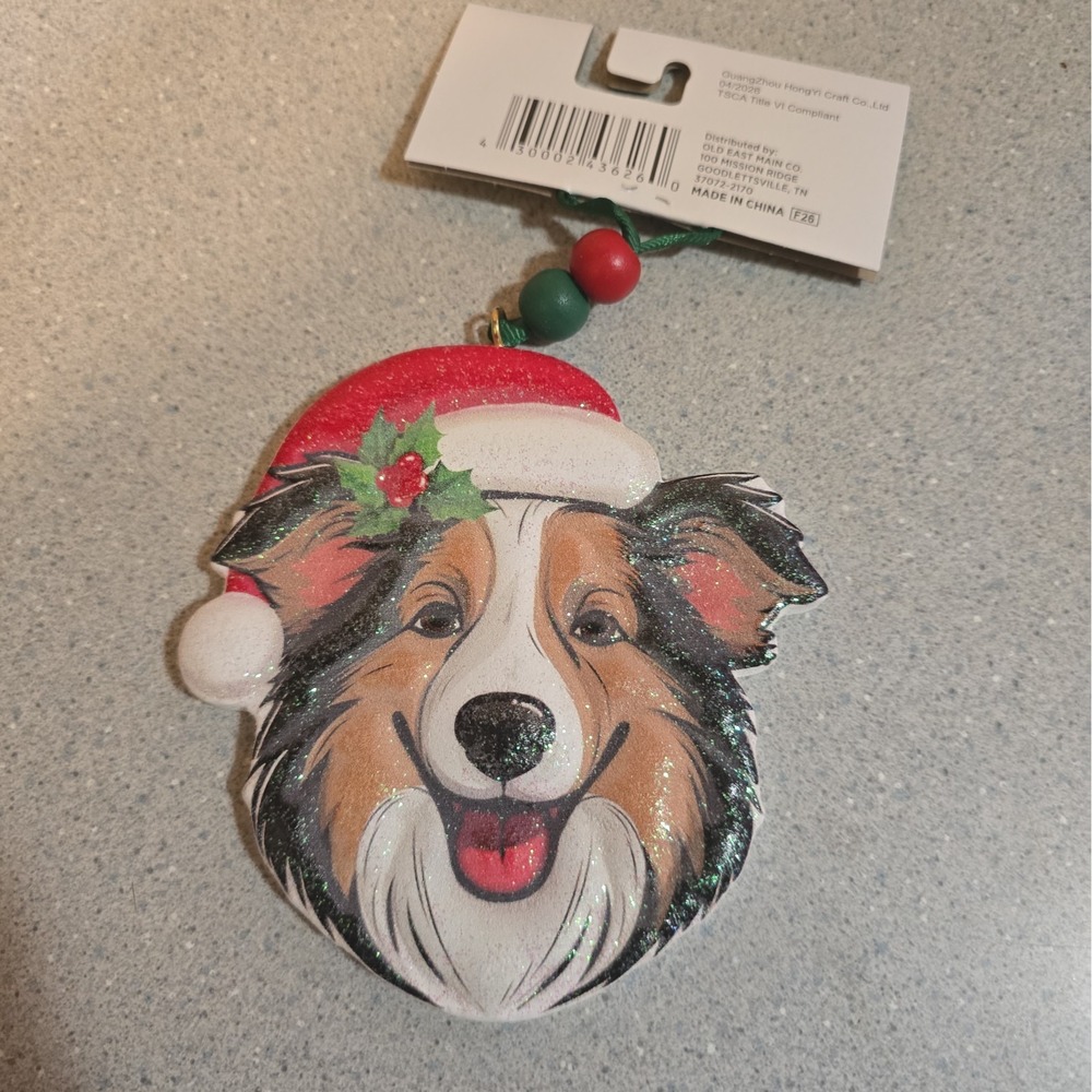 Collie Head Christmas Ornament Border Collie Cattle Dog Herding Dog